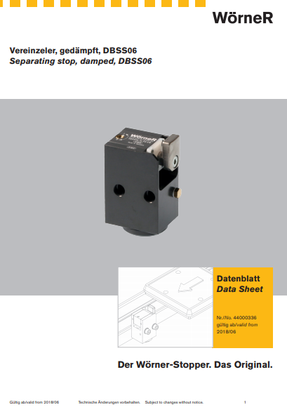 Separating stops, pneumatic damped DBSS06